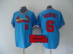 St Louis Cardinals MUSIAL 6 Jerseys blue throwback MLB signature Jerseys