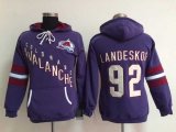 women Colorado Avalanche #92 Gabriel Landeskog purple Ice hockey hooded sweatshirt