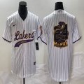 Nike Los Angeless Lakers #24 Kobe Bryant white baseball jerseys Joint name MAMBA-BD 02