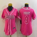 Women Nike Cincinnati Bengals #9 Joe Burrow pink baseball jerseys Joint name-BD