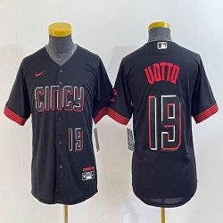 Youth Nike Cincinnati Reds #19 Joey Votto black majestic baseball jerseys 02