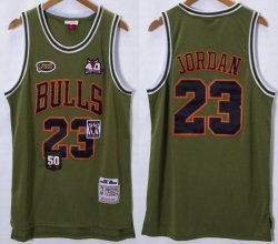 Chicago Bulls #23 Michael Jordan green throwback basketball Jerseys 40th Commemorative edition -XD