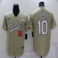 New Nike Los Angeles Dodgers #10 Justin Turner beige majestic baseball jersey