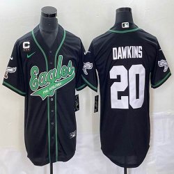 Nike Philadelphia Eagles #20 Brian Dawkins black baseball jerseys Joint name with C Patch-BD