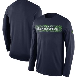 Men\'s Seattle Seahawks Nike College Navy Sideline Seismic Legend Long Sleeve T-Shirt