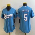 Women Nike Texas Rangers #5 Corey Seager skyblue majestic baseball jerseys