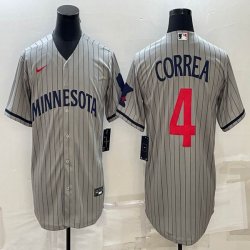 Nike Minnesota Twins #4 Carlos Correa gray majestic baseball jersey 01