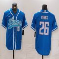 Nike Detroit Lions #26 Jahmyr Gibbs blue baseball jerseys Joint name-BD 01