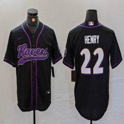 Baltimore Ravens #22 Derrick Henry black baseball jerseys Joint name-BD