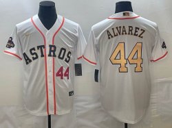 Nike Houston Astros #44 Yordan Alvarez white gold majestic baseball jerseys 03