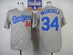 Los Angeles Dodgers #34 Fernando Valenzuela gray baseball Jerseys