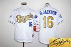 2016 Kansas City Royals 16 Bo Jackson white World Series Champions signature mlb jersey