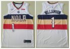 Nike New Orleans Pelicans #1 Zion Williamson white NBA basketball jerseys with Sponsor patch-TY