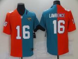 Nike Jacksonville Jaguars #16 Trevor Lawrence red skyblue Split color Rush Limited Jersey