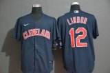 Nike Cleveland Indians #12 Francisco Lindor dark blue majestic baseball jersey