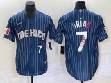 2023 World Cup Mexico #7 Julio Urias blue majestic baseball jerseys 32