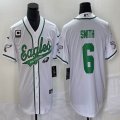 Nike Eagles #6 DeVonta Smith white baseball jerseys Joint name C patch-BD 02