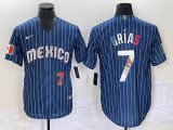 2023 World Cup Mexico #7 Julio Urias blue majestic baseball jerseys 30