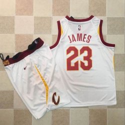 Nike Cleveland Cavaliers 23 LeBron James white nba basketball suits