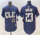 Nike Cleveland Indians #23 Josh Naylor blue majestic baseball jersey -BD 01