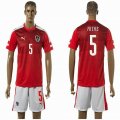 2016 Austria European Cup FUCHS #5 red white soccer jersey home