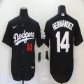 Custom Nike Los Angeles Dodgers #14 Enrique Hernandez black majestic baseball jersey