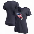 Jacksonville Jaguars NFL Pro Line by Fanatics Branded Women's Banner State V-Neck T-Shirt â€“ Navy