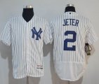 New York Yankees 2# Derek Jeter white Flexbase baseball jerseys