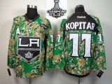 reebok Los Angeles Kings #11 Anze Kopitar Green camo 2014 NHL champion Jersey