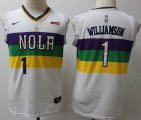 Youth Nike New Orleans Pelicans #1 Zion Williamson white NBA basketball jersey -S8