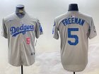 Los Angeles Dodgers #5 Freddie Freeman gray fashion majestic baseball Jerseys-BD 01