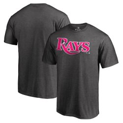 Men\'s Tampa Bay Rays Fanatics Branded Heather Gray 2018 Mother\'s Day Pink Wordmark T-Shirt