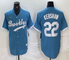 Nike Los Angeles Dodgers #22 Clayton Kershaw skyblue throwback MLB baseball Jersey