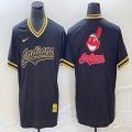 Nike Cleveland Indians blank black majestic baseball jersey big logo-BD