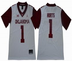 Custom Jalen Hurts Jersey 1# Oklahoma Sooners University Sewn white Football Jersey