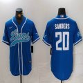 Detroit Lions 20# Barry Sanders blue baseball jerseys Joint name-BD