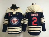 Minnesota Twins #2 Brian Dozier Dark dark blue beige Baseball Hooded Sweatshirt