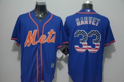 New York Mets #33 Matt Harvey blue usa flag baseball jersey