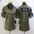 Women Dallas Cowboys #7 Trevon Diggs green gold 2021 Salute to Service Limited Jersey