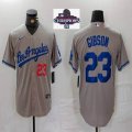 2024 World Series Champions Nike Los Angeles Dodgers #23 Kirk Gibson gray majestic baseball jerseys 01