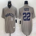 Nike New York Yankees #22 Juan Soto gray throwback majestic baseball Jersey-BD 01