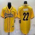 Nike Pittsburgh Steelers #22 Najee Harris yellow baseball jerseys Joint name-BD