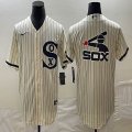 Nike Chicago White Sox blank beige majestic baseball jersey big logo 01