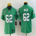 Women Nike Philadelphia Eagles #62 Jason Kelce green Nike Vapor F.U.S.E. Limited Jersey C Patch