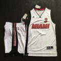 Miami Heat #3 Dwyane Wade white nba basketball suits