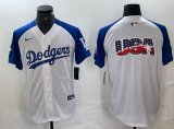 Los Angeles Dodgers blank Nike white blue fashion majestic baseball Jersey big logo-BD 03