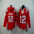 New England Patriots 12 Brady red nfl Hooded Sweatshirt