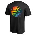 Men's New York Islanders Fanatics Branded Black Rainbow Pride T-Shirt