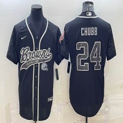 Nike Cleveland Browns #24 Nick Chubb black baseball jerseys Joint name-BD