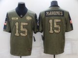 Nike Kansas City Chiefs #15 Patrick Mahomes green 2021 Salute to Service Limited Jersey 01